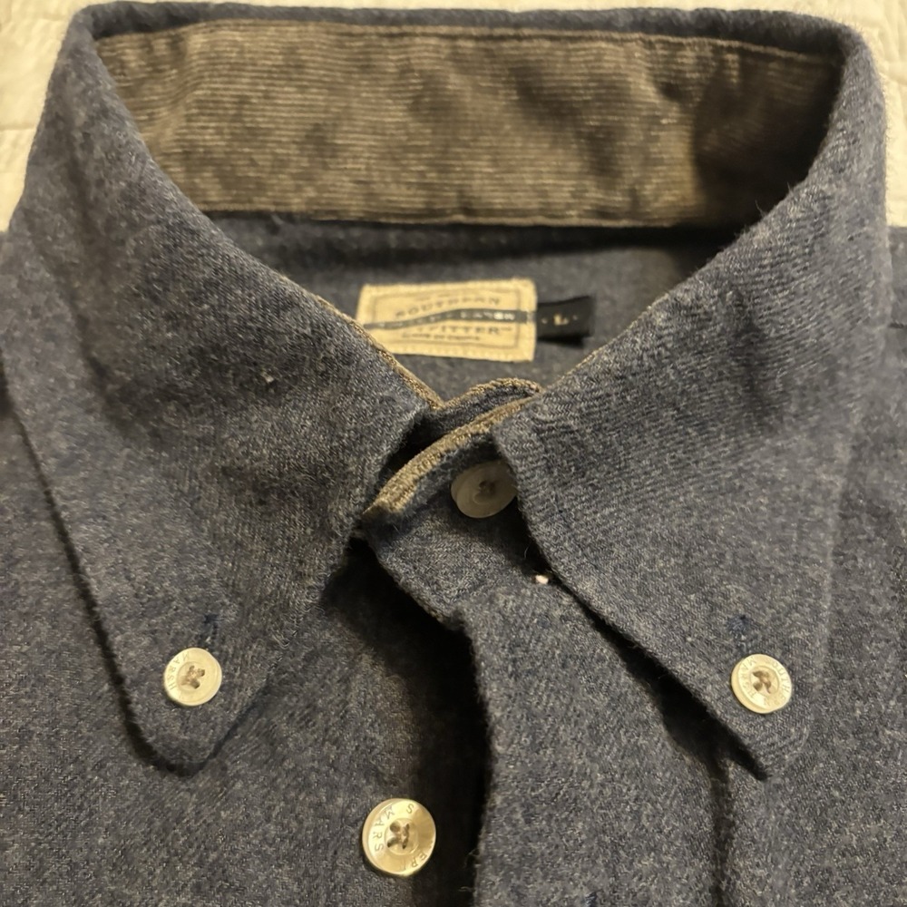 Southern Marsh Men's Large, Long Sleeve Blue Flannel Front Pockets Duck Logo - Picture 4 of 5